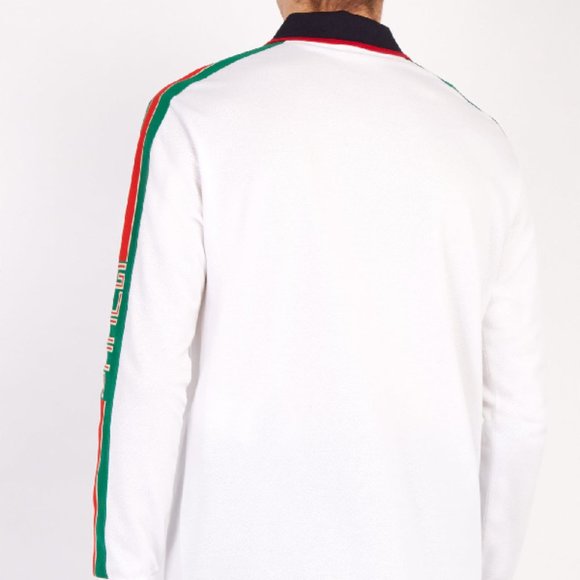 Gucci Web-stripe Detail Long Sleeve Polo in White new with tags - Picture 6 of 8